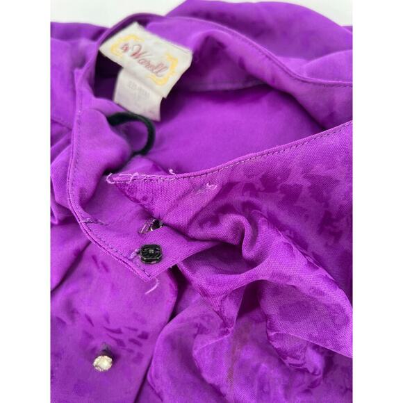 Warell Vintage Dress Womens 12 Purple Maxi Long Sleeves Satin Button Chest USA - Picture 16 of 16